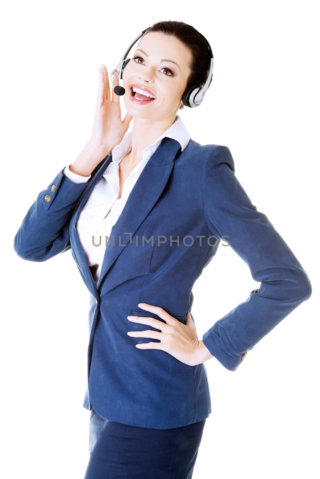 Beautiful business woman at call center. by BDS