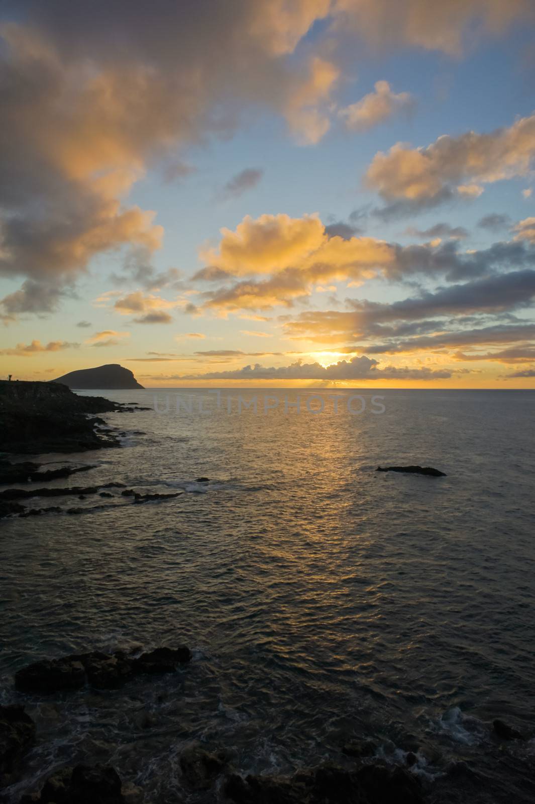 HDR Colred Sunrise Clouds over the Atlantic Ocean in Tenerife Canary Islands