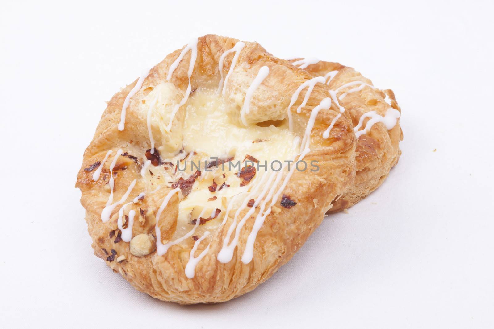 vanilla cream danish isolated on a white background