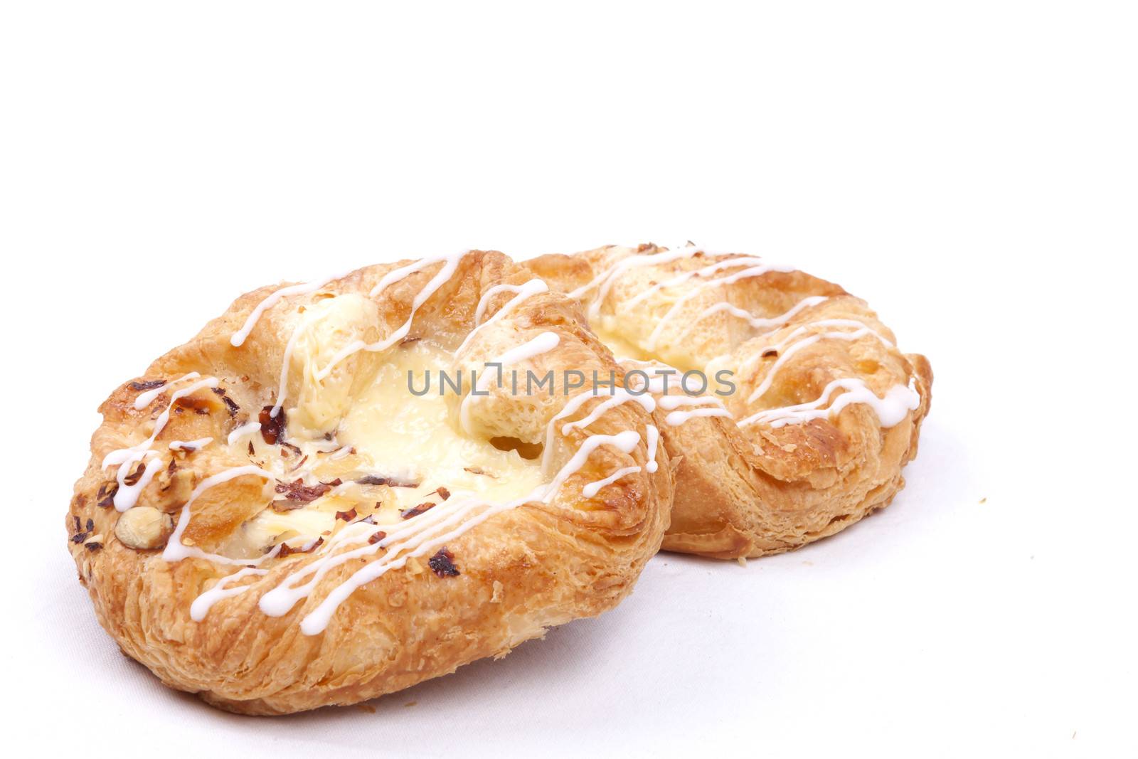 vanilla cream danish isolated on a white background