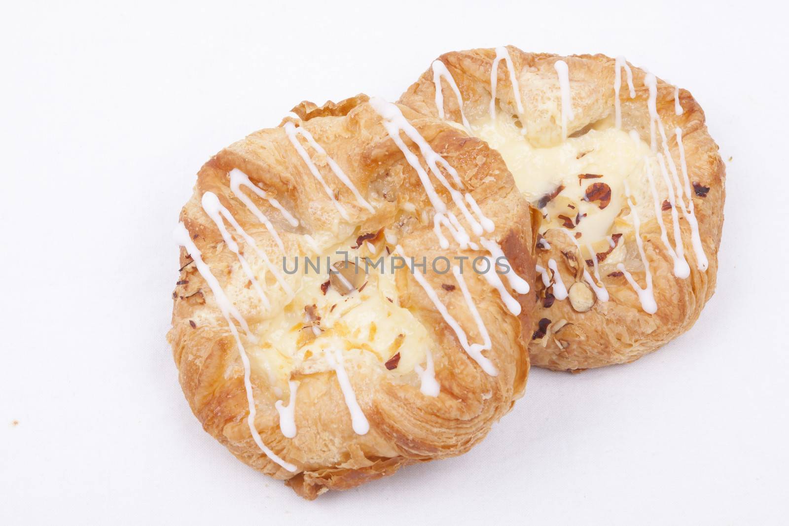 vanilla cream danish isolated on a white background