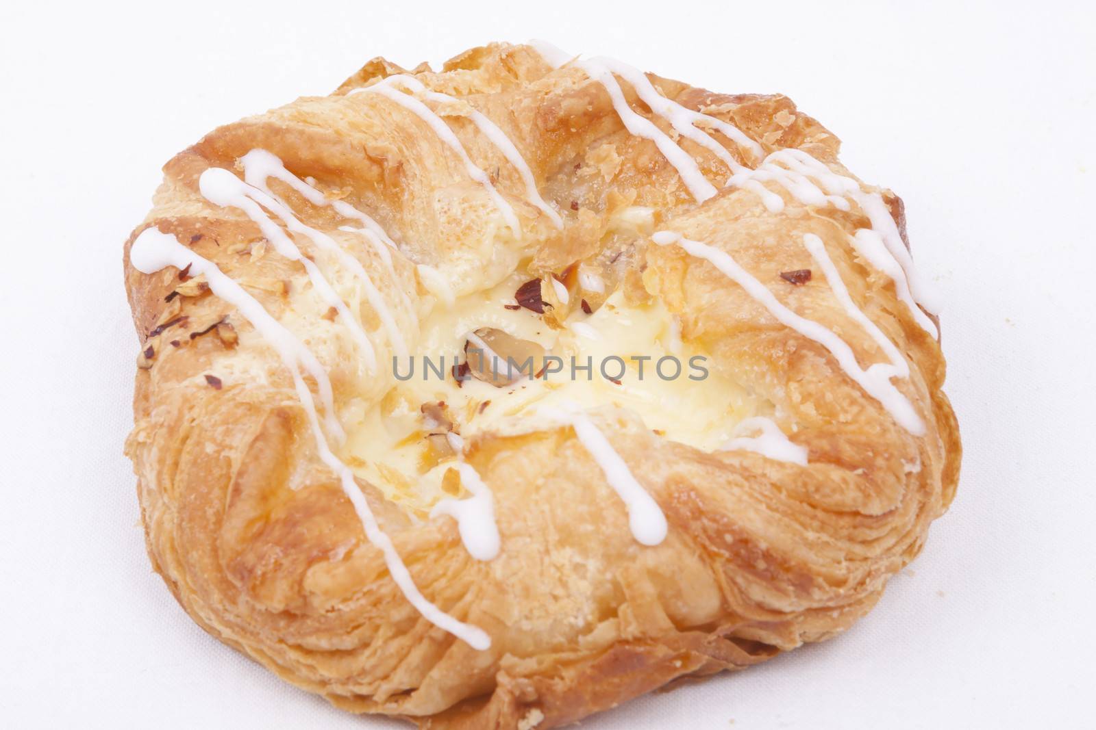 vanilla cream danish isolated on a white background