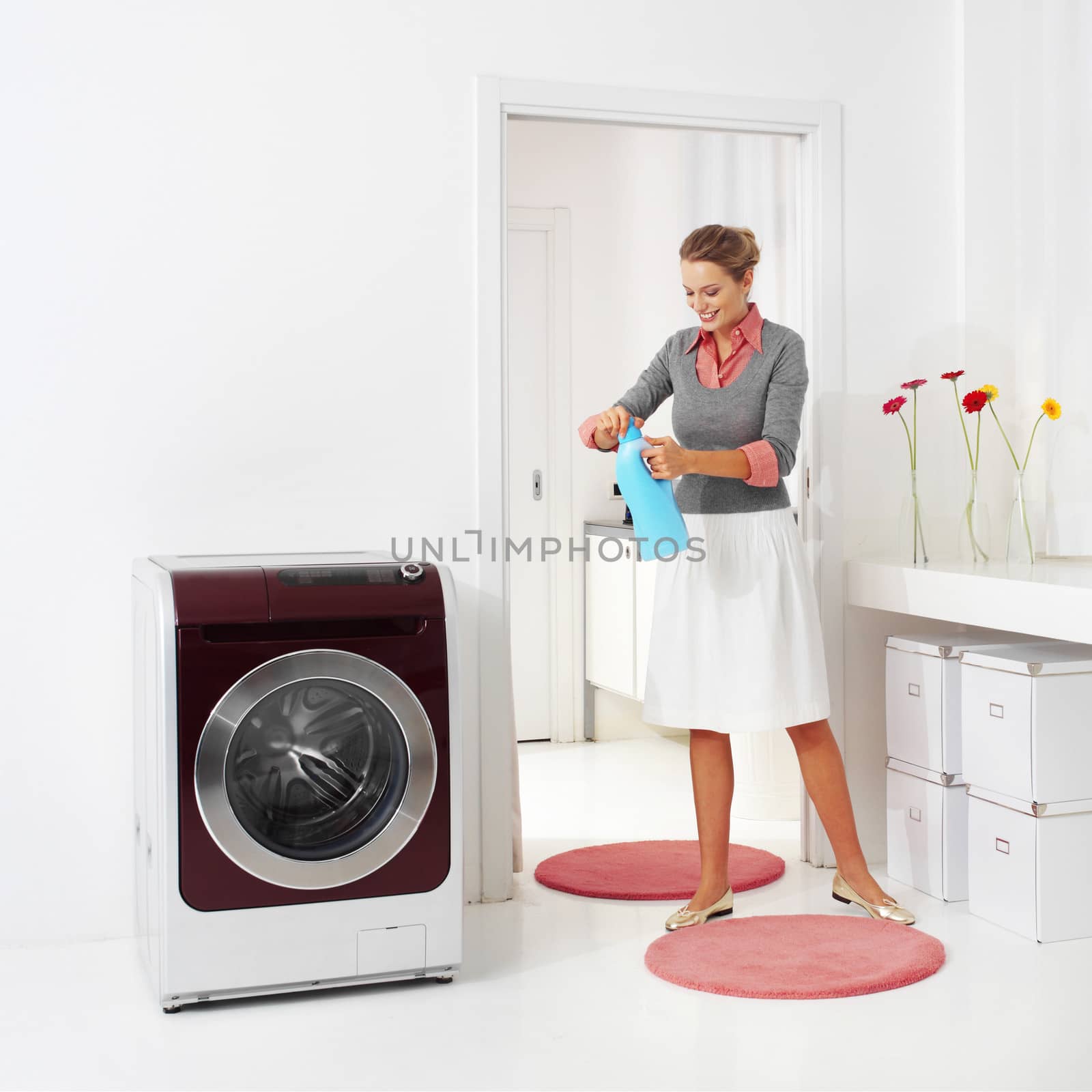woman doing a housework holding presoak  by toocan