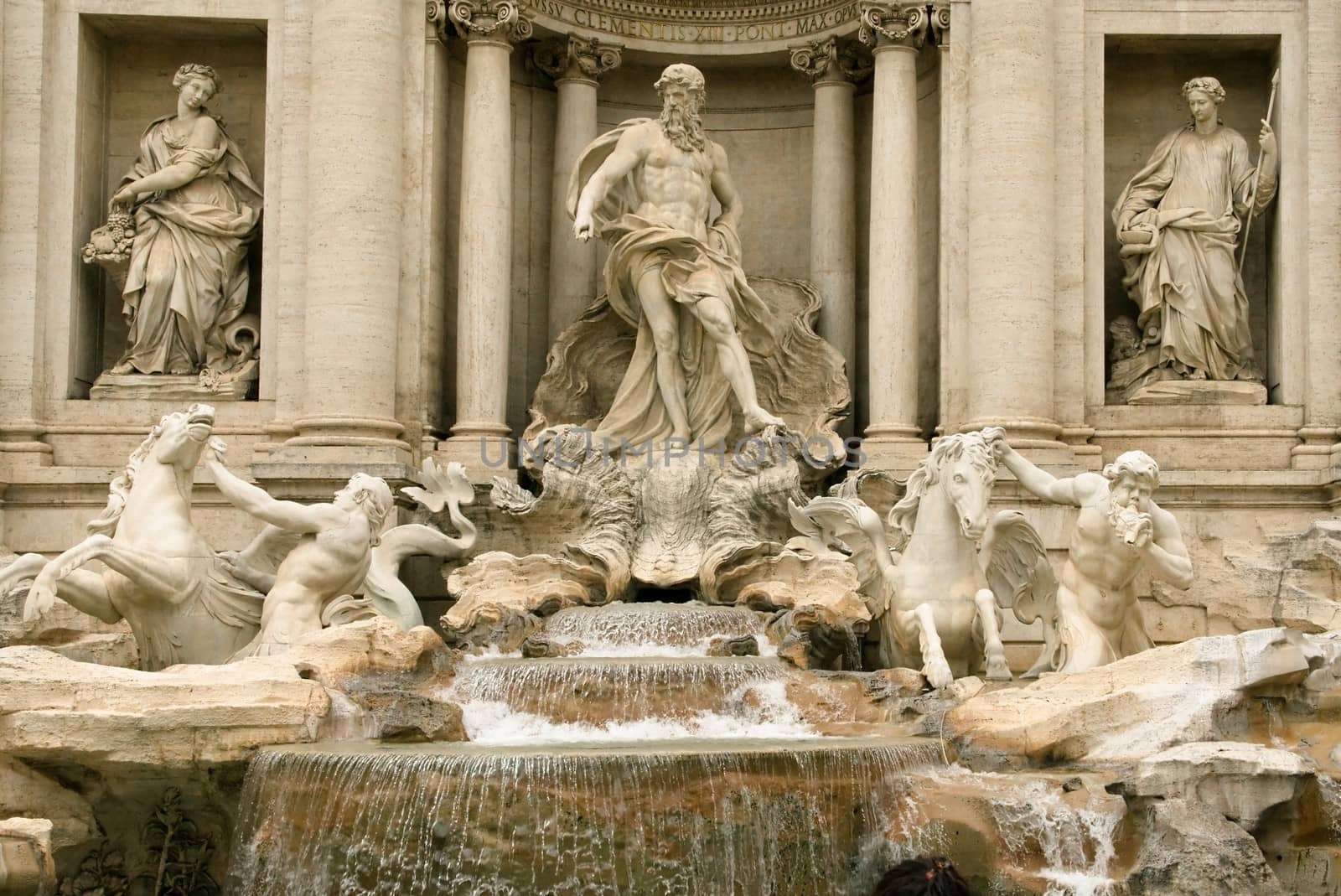 Sculptures of the famous Fontana De Trevi in Rome