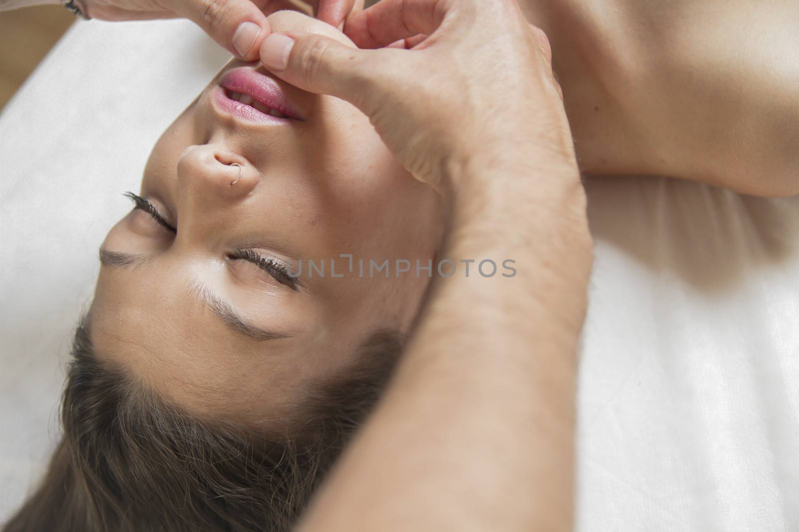 Skin.portrait of young beautiful woman in spa environment