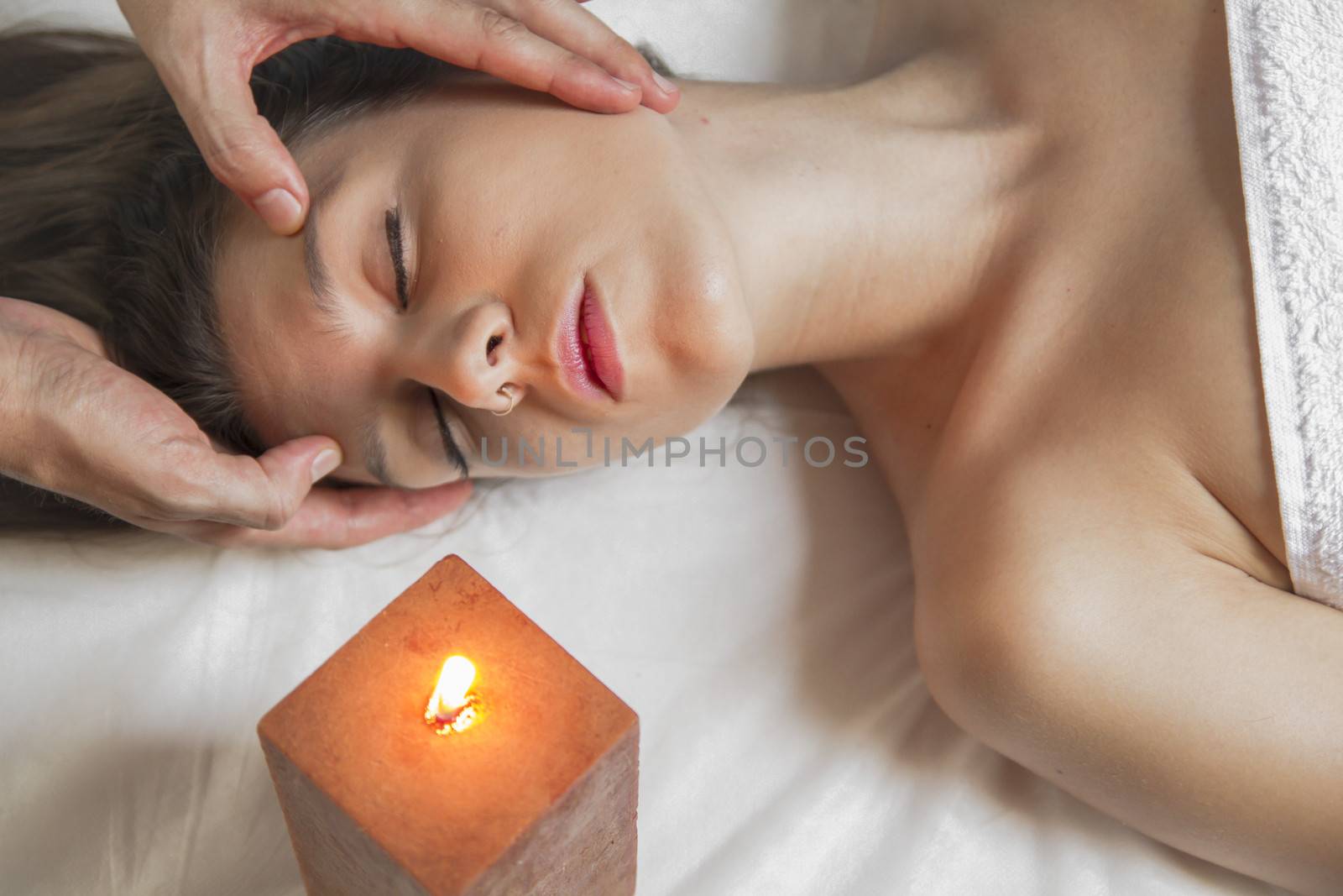 Wellness.portrait of young beautiful woman in spa environment