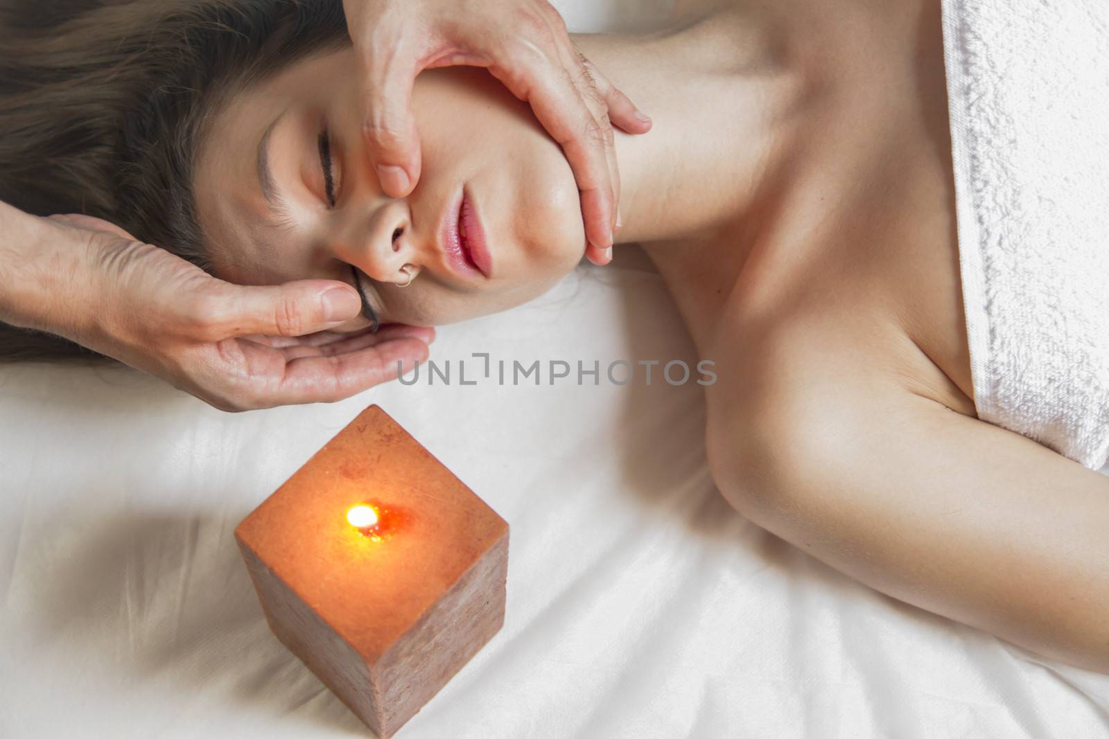 Wellness.portrait of young beautiful woman in spa environment