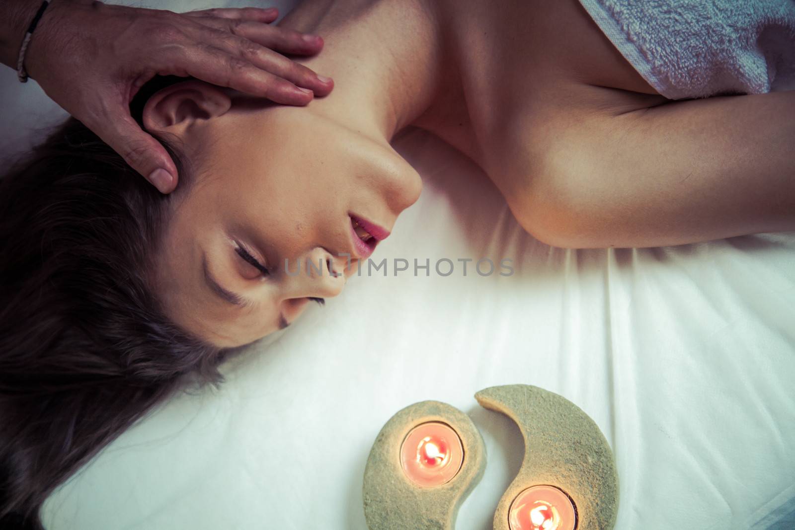 Pleasure.portrait of young beautiful woman in spa environment