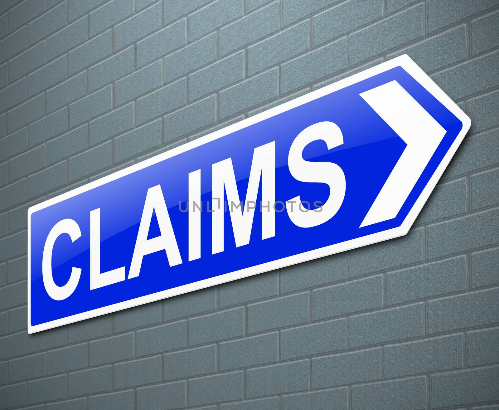 Illustration depicting a sign with a claims concept.