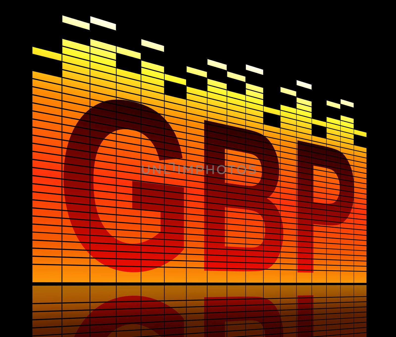 Abstract style illustration depicting graphic equalizer level bars with a GBP concept.