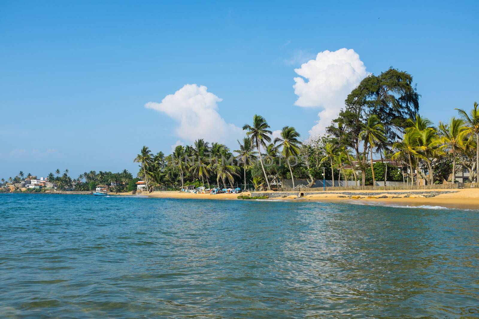 Indian ocean beach in Sri Lanka near Beruwala