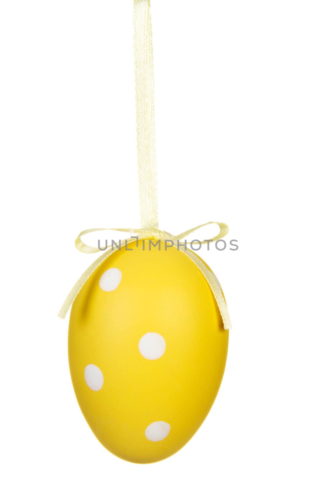 One separated Easter egg handng, decoration. Isolated on white.