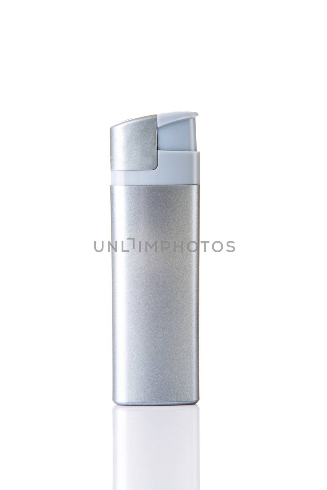 Silver lighter. Isolated on white.