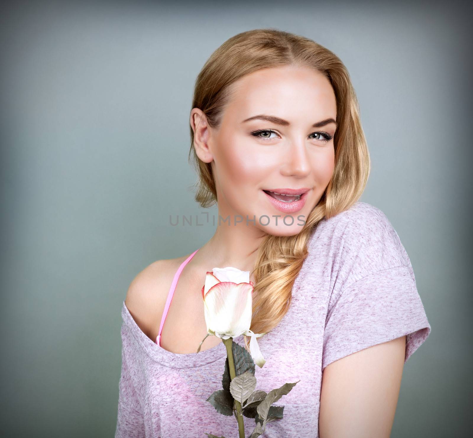 Sexy woman with white rose by Anna_Omelchenko