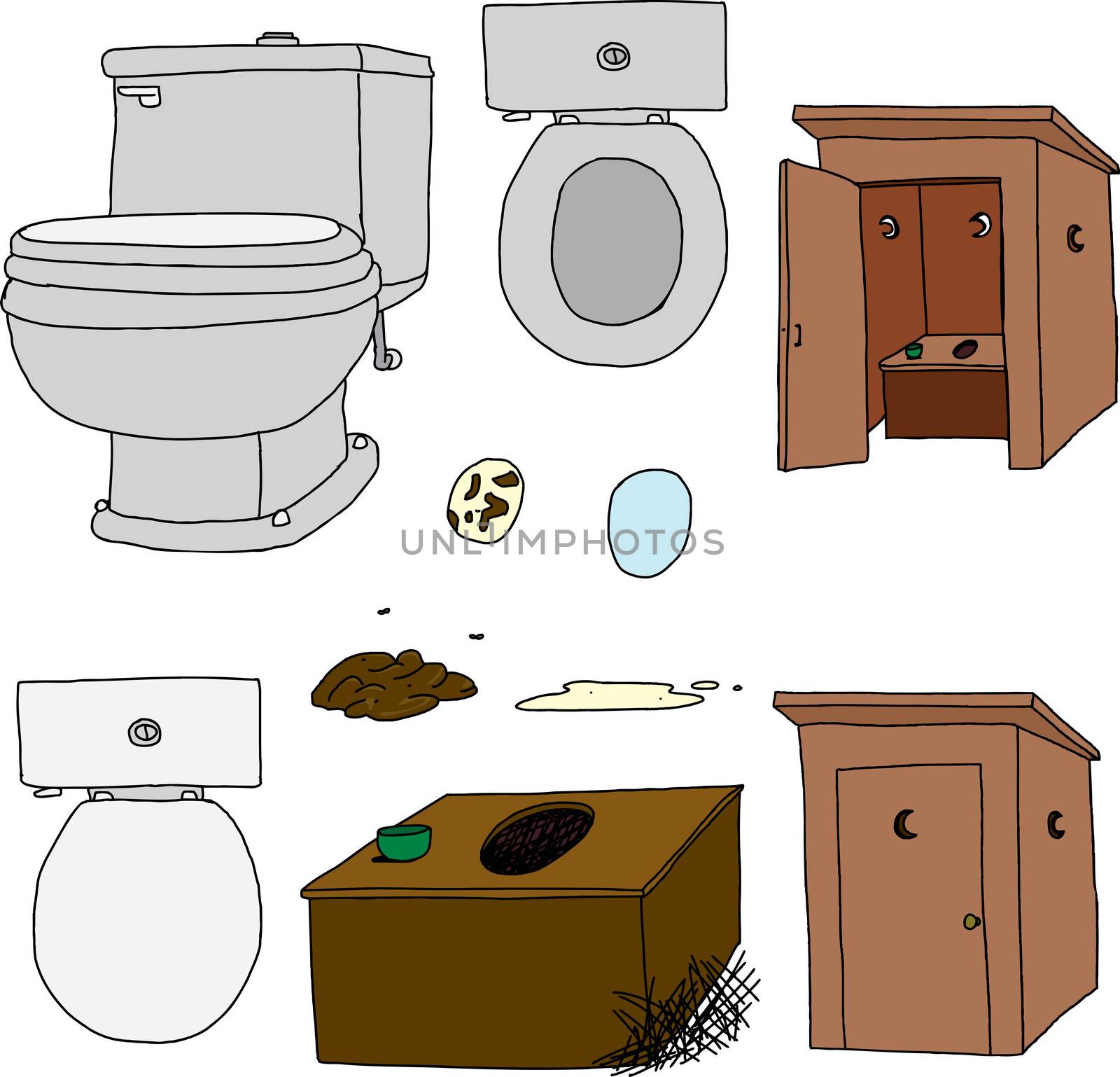 Toilet and outhouse Illustrations by TheBlackRhino
