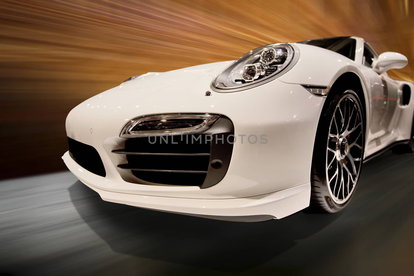 Car in motion on the road with blurred background