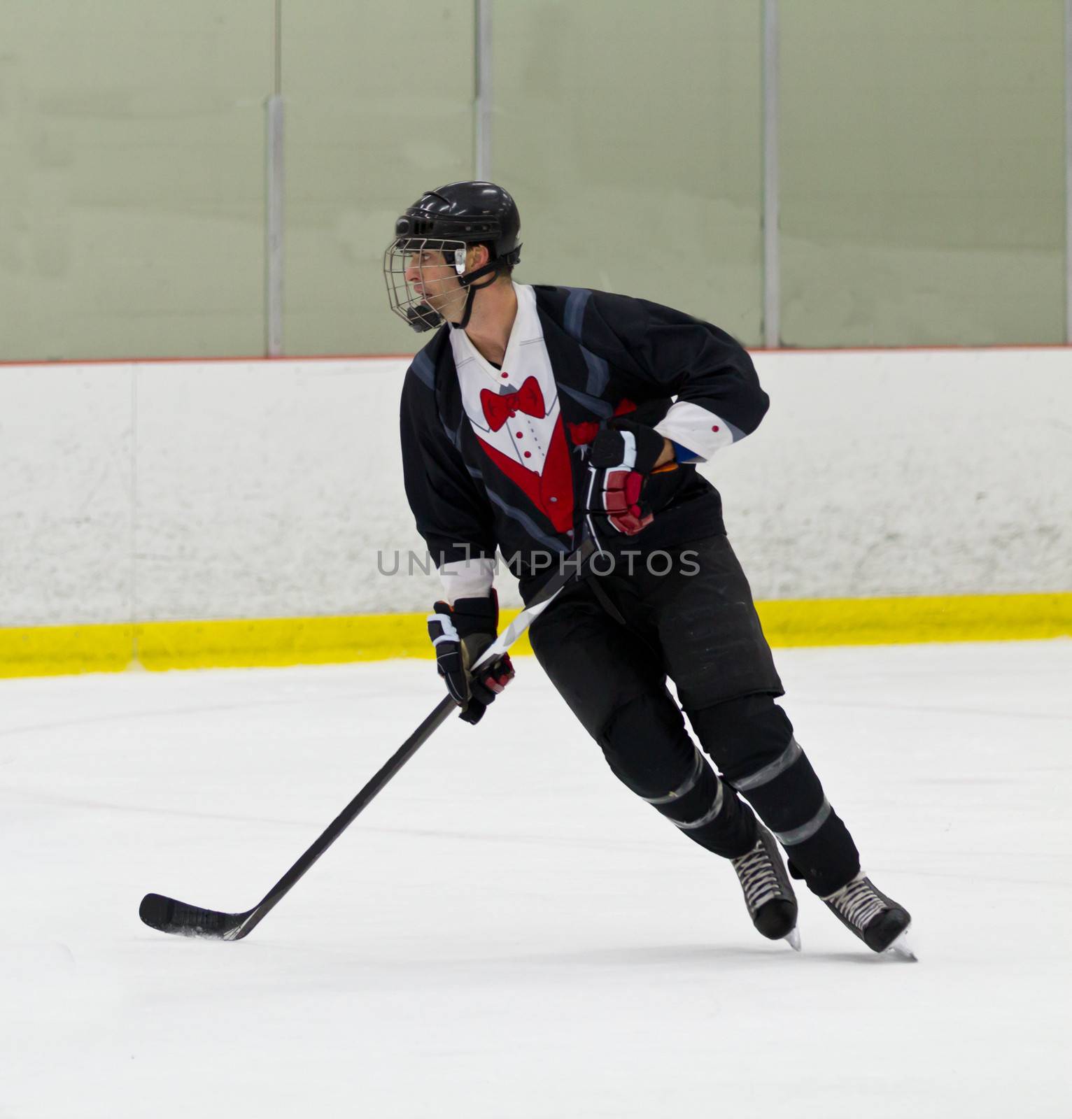 Man playing ice hockey