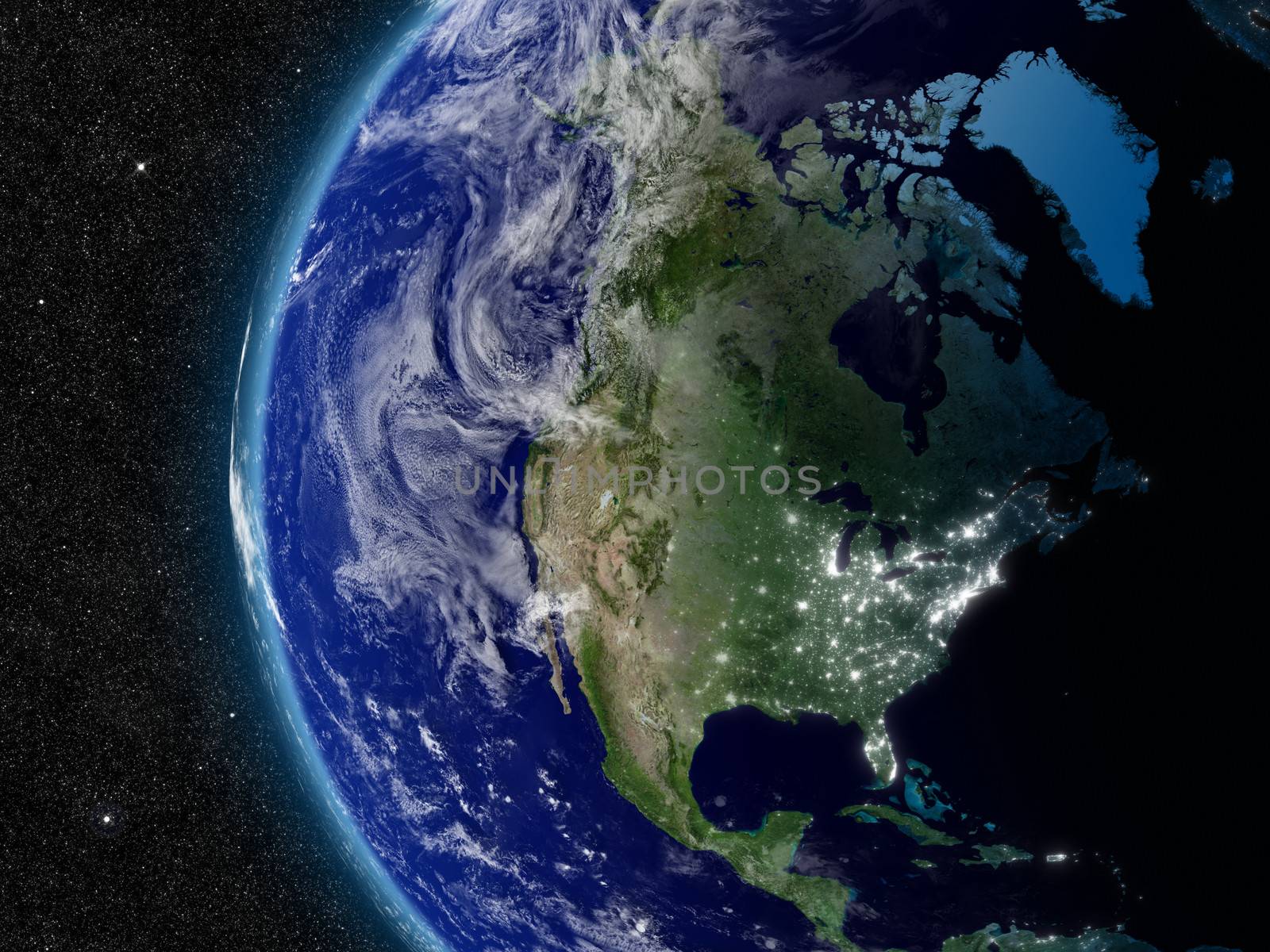 North America from space. Elements of this image furnished by NASA.