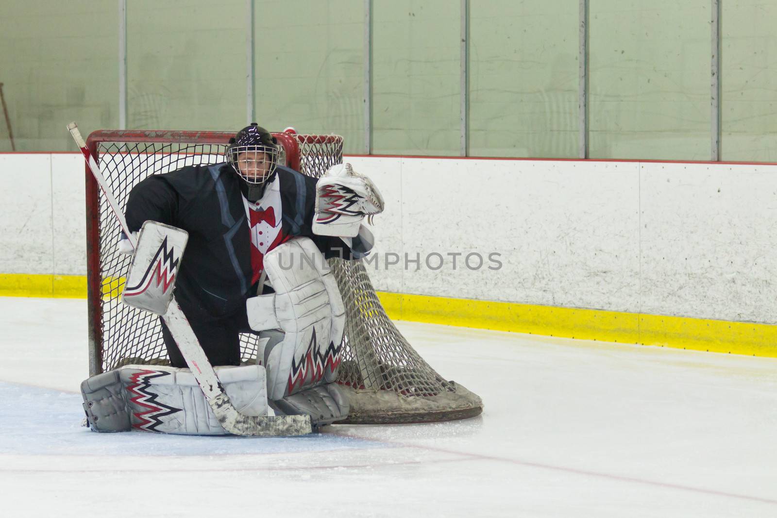 Hockey goalie ready for the puck  by bigjohn36