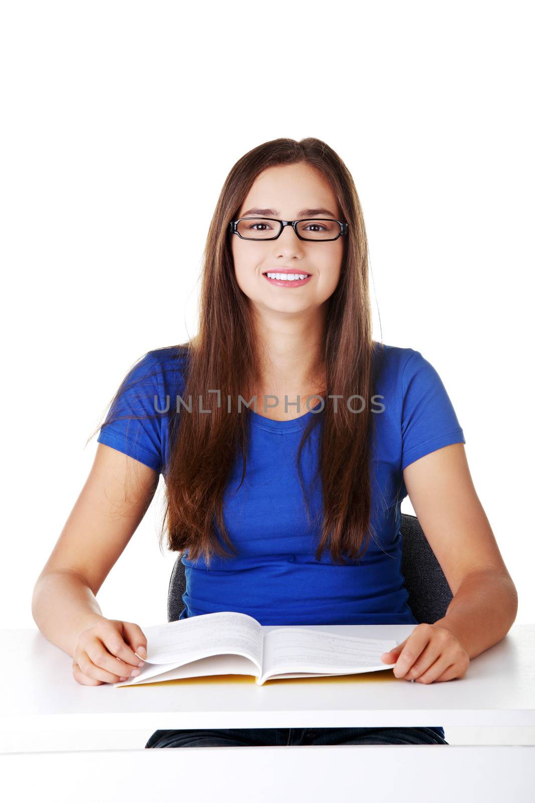 Young woman student with book. by BDS