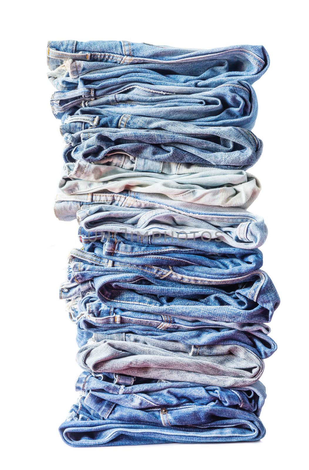 Blue jeans on white background by Myimagine