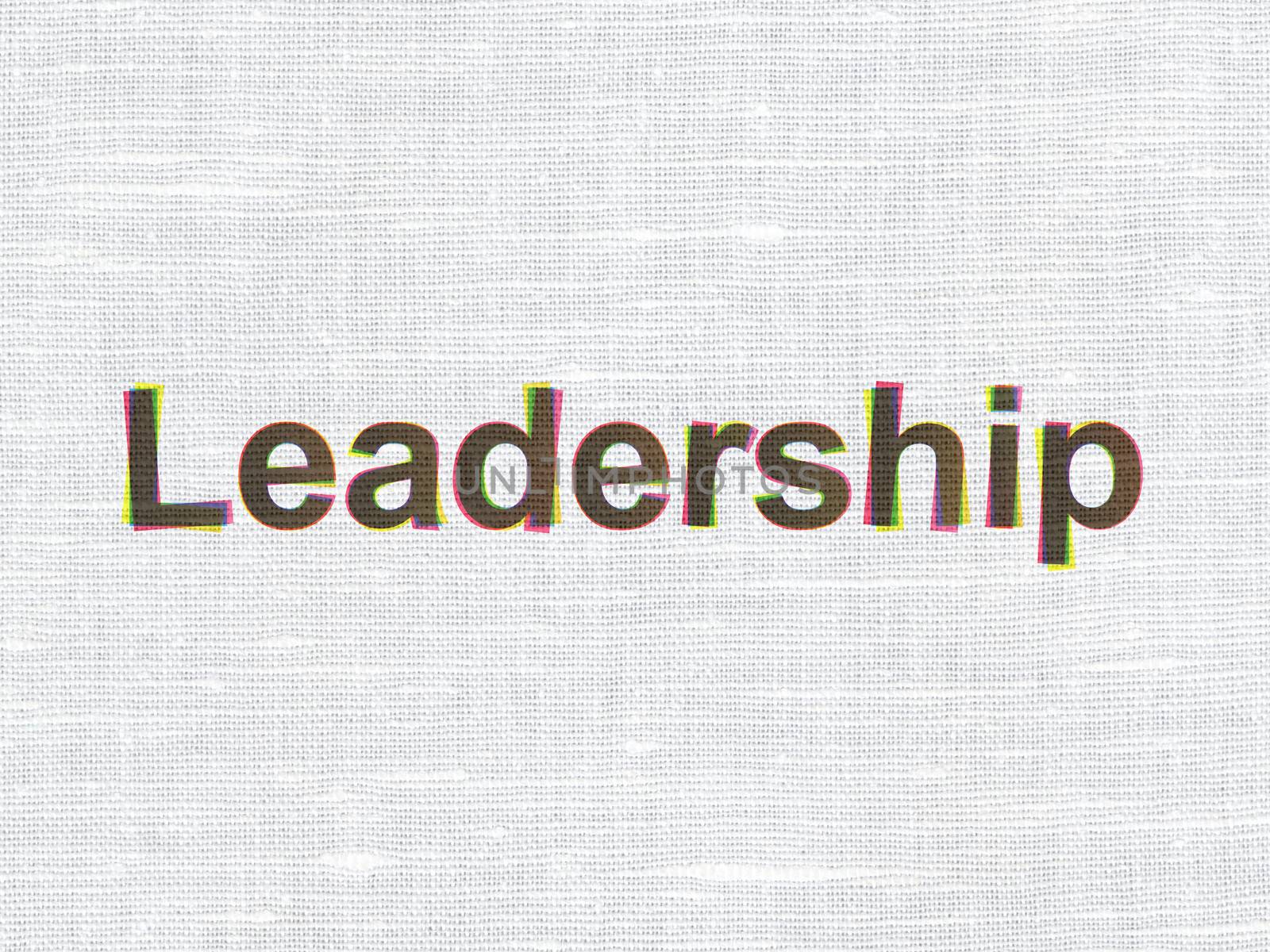 Business concept: CMYK Leadership on linen fabric texture background, 3d render