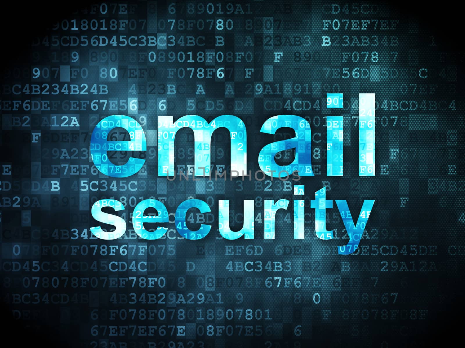 Safety concept: pixelated words Email Security on digital background, 3d render