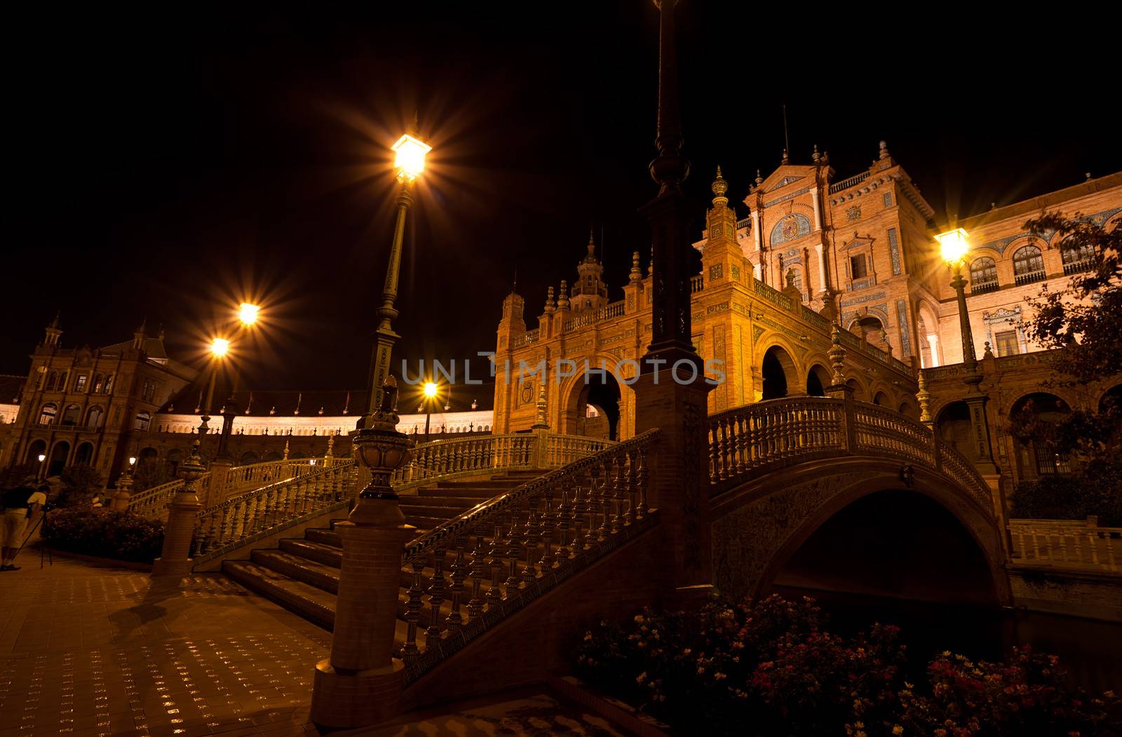 Plaza de Espana at night, Seville by catolla