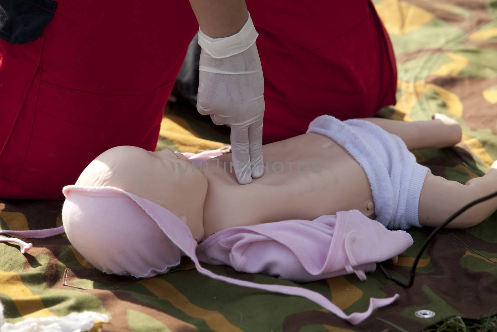 Infant dummy CPR training