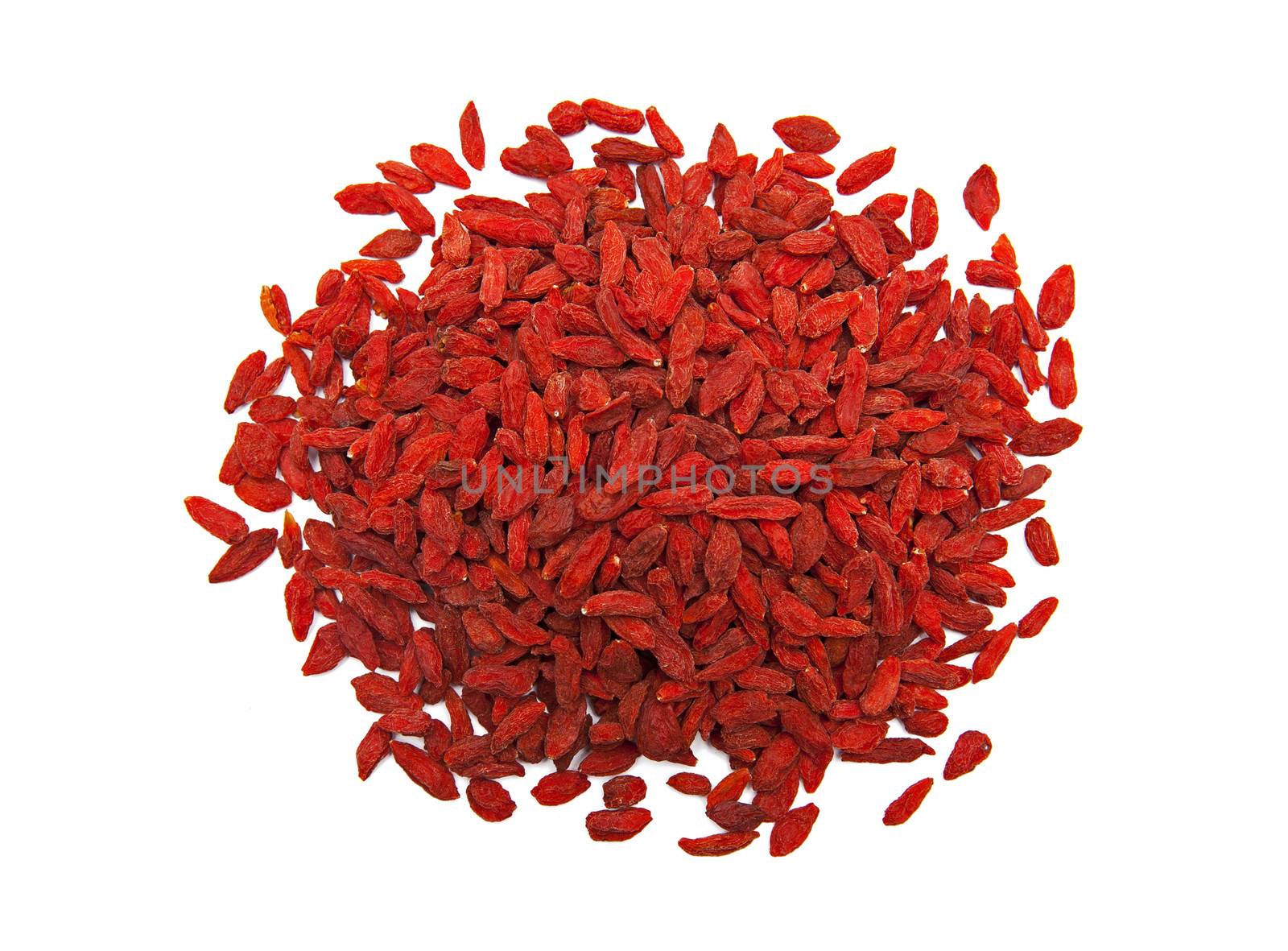 Goji berries isolated on the white background