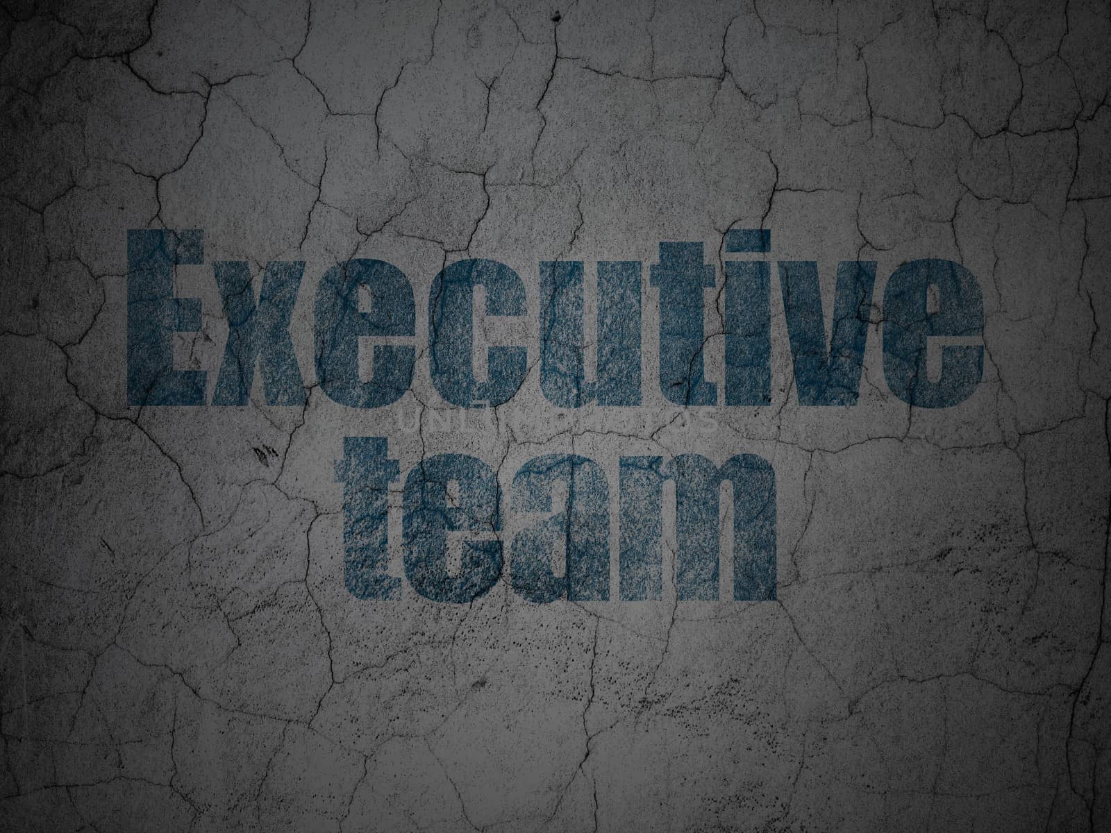 Business concept: Blue Executive Team on grunge textured concrete wall background, 3d render