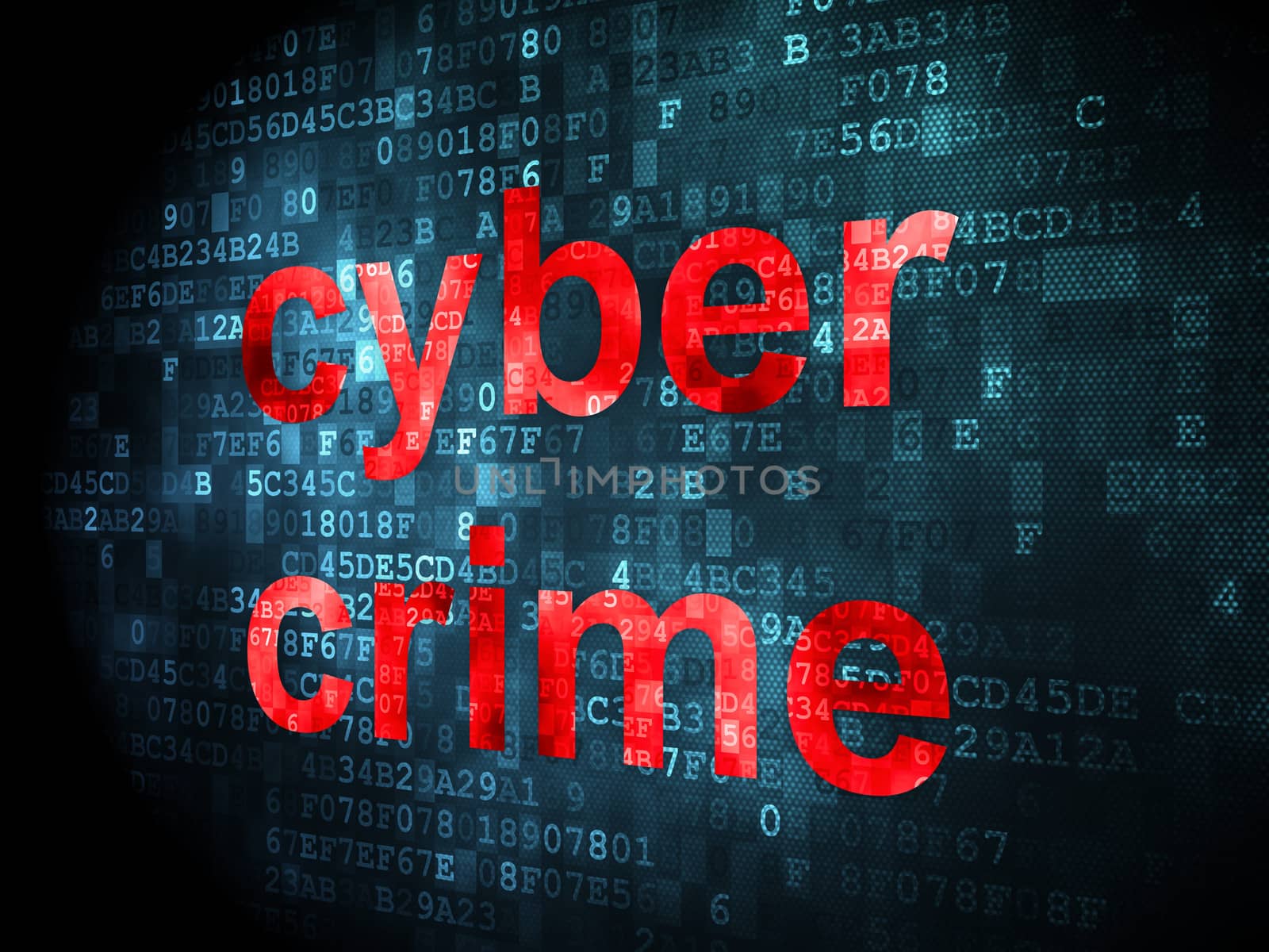 Protection concept: pixelated words Cyber Crime on digital background, 3d render