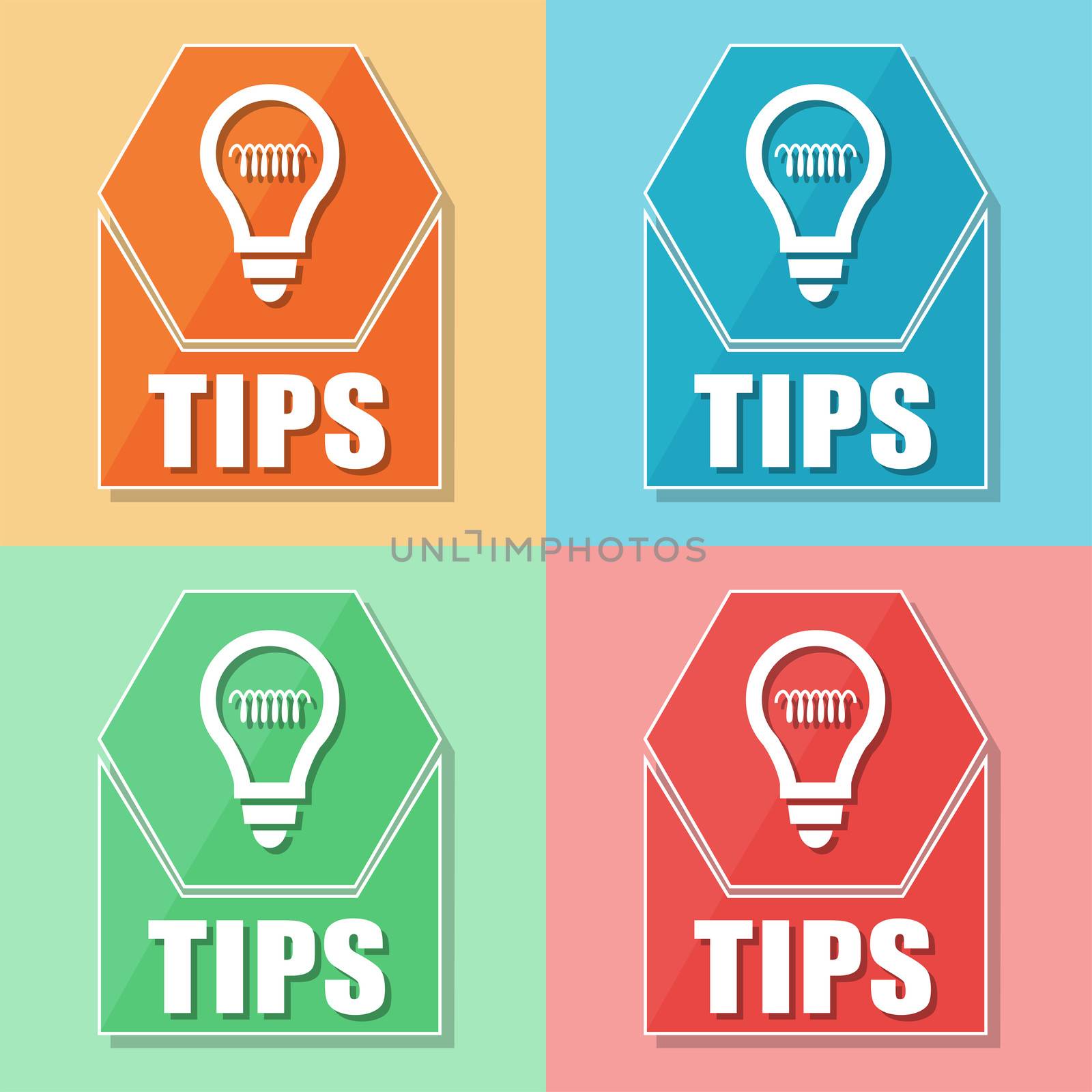 tips and bulb symbol, four colors web icons, business support concept