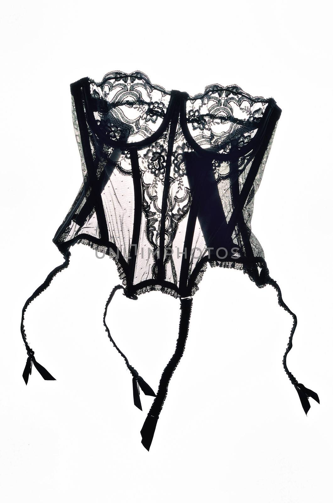 Sexy black lingerie on white background