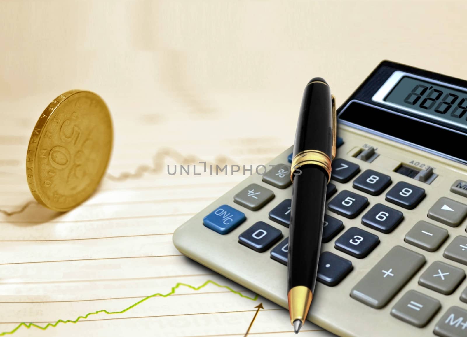Stock Chart with Coins and Calculator by razihusin