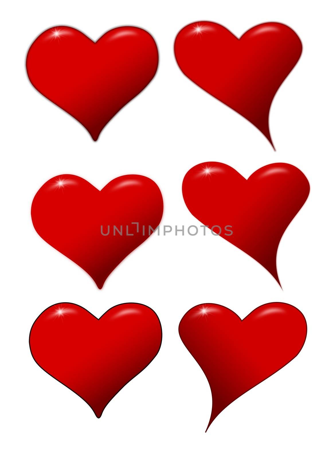 Red Hearts icons for a Valentine's Day on a white background