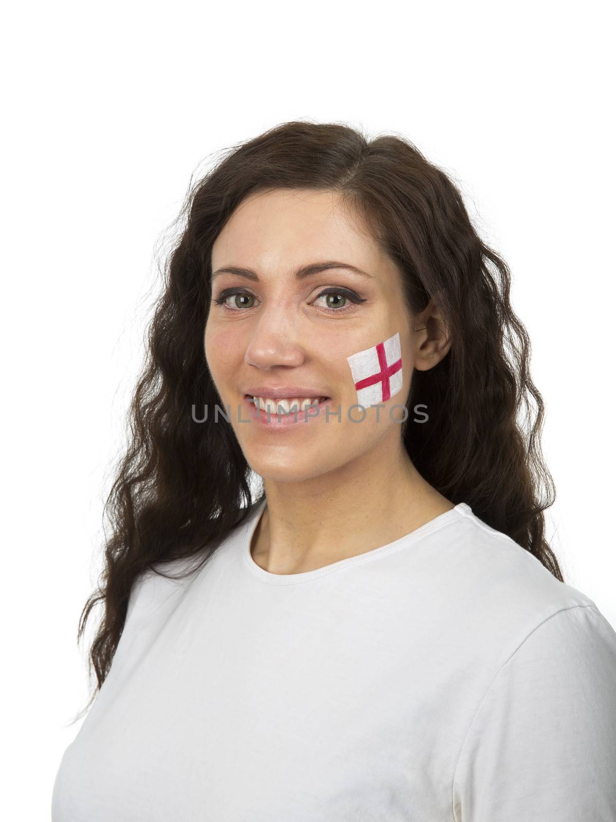Young Girl with the English flag painted in her face