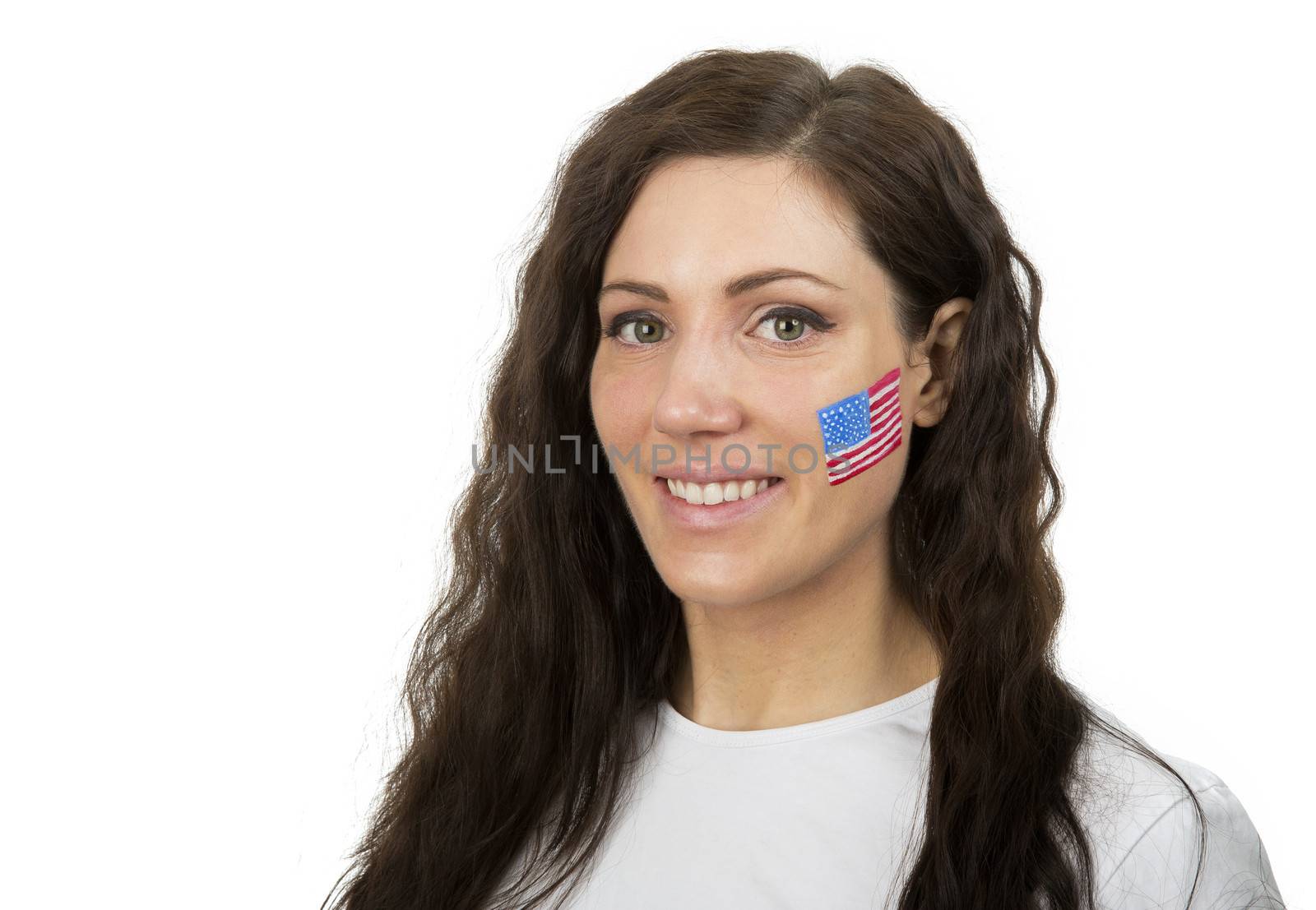 Young Girl with the USA flag painted in her face