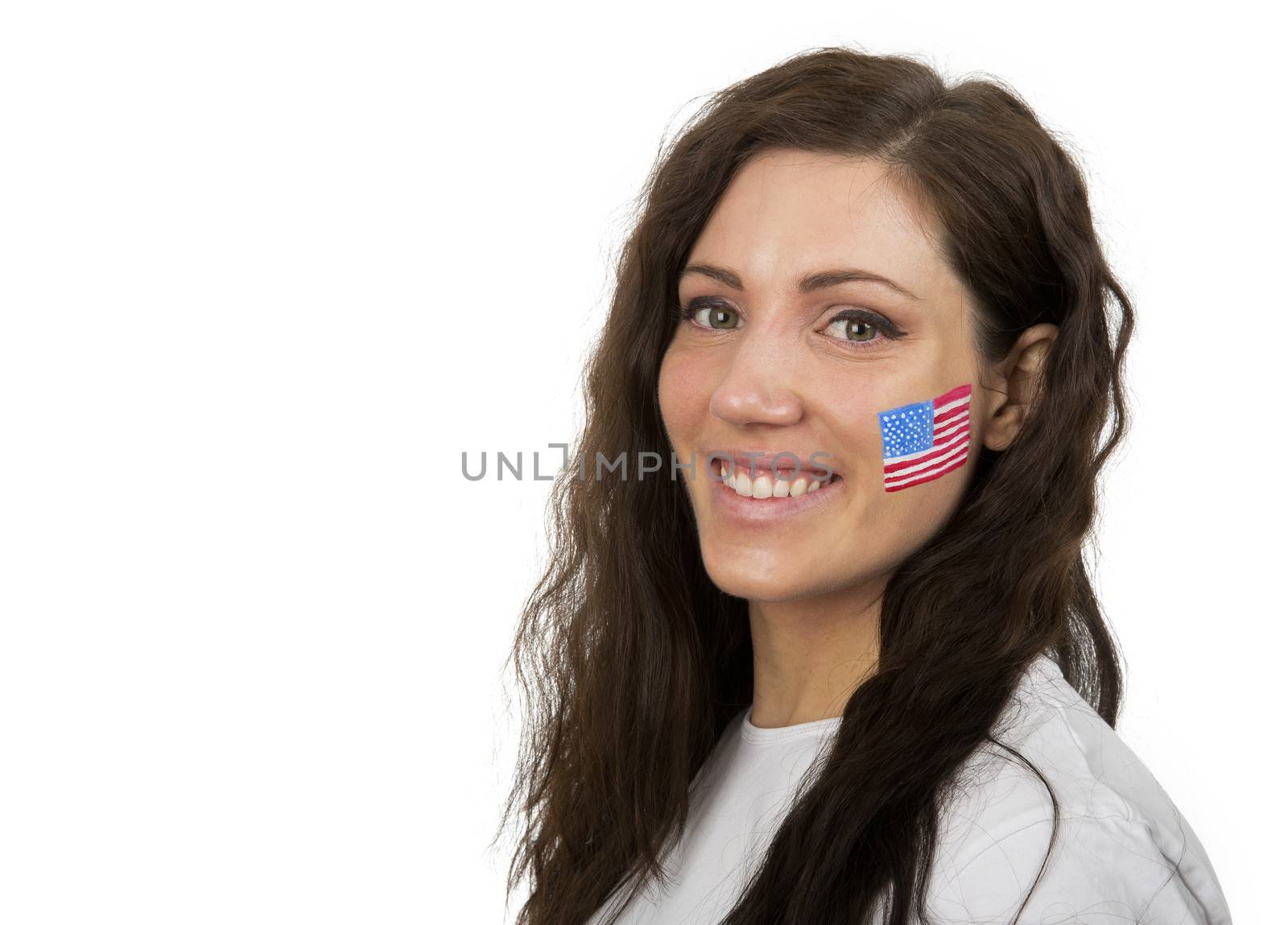 Young Girl with the USA flag painted in her face