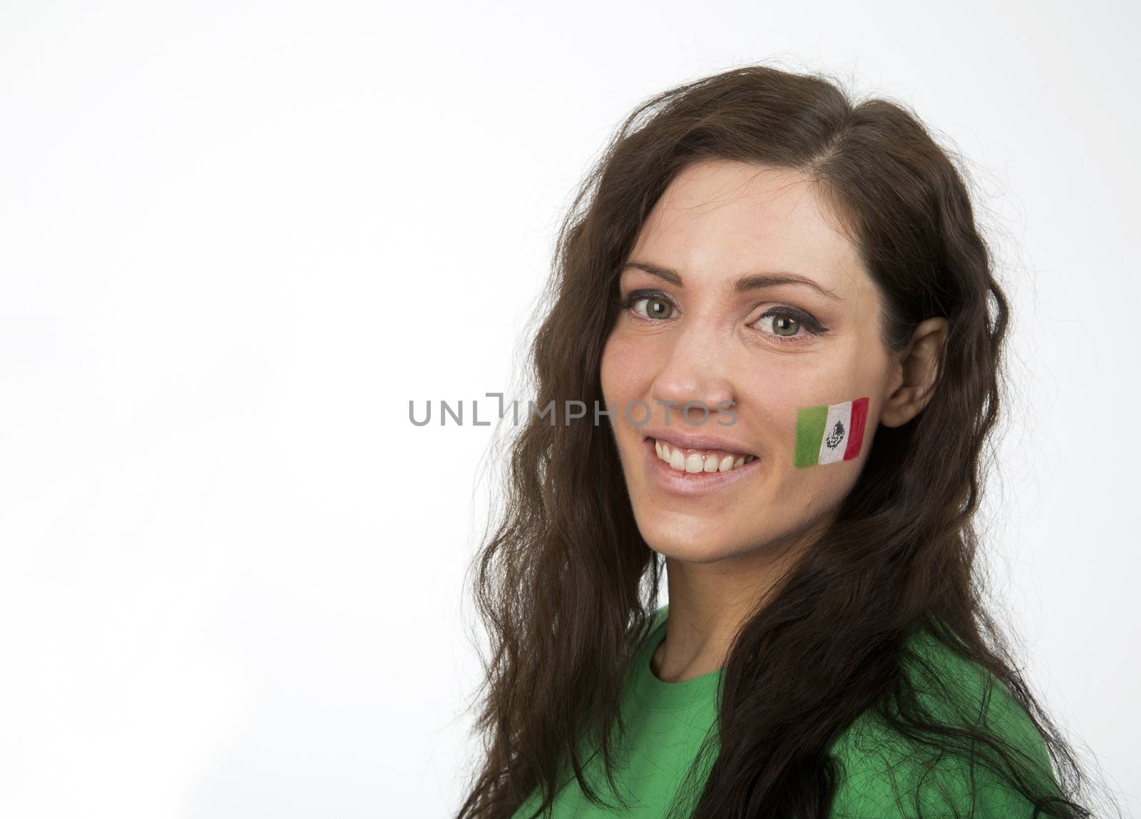 Young Girl with the Mexican flag painted in her face