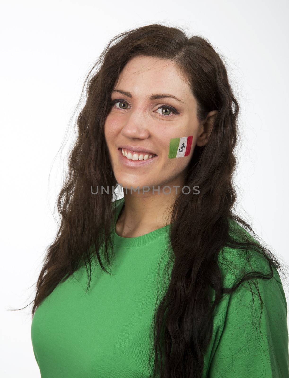 Young Girl with the Mexican flag painted in her face