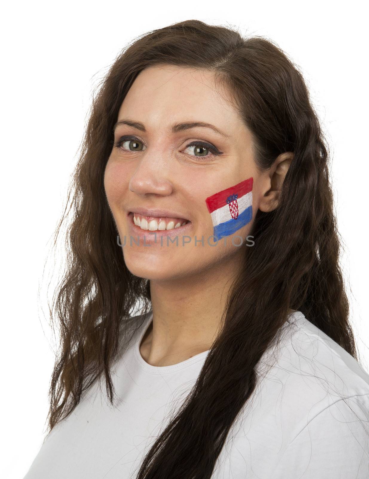 Young Girl with the Croatian flag painted in her face