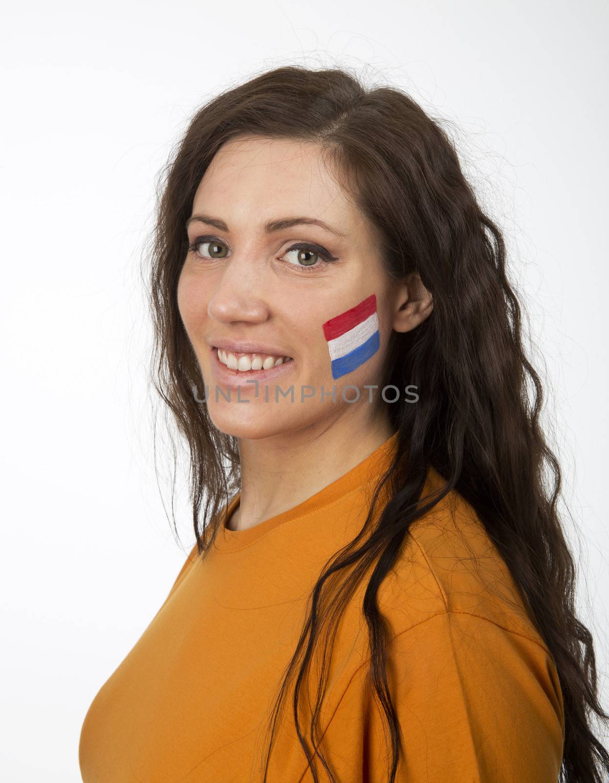 Young Girl with the Dutch flag painted in her face