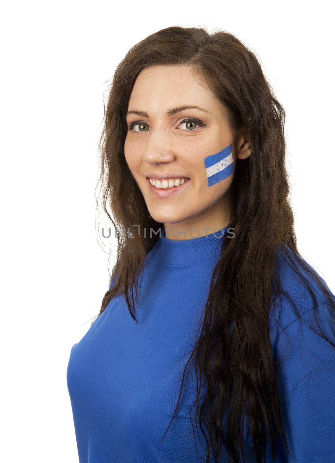 Young Girl with the Honduran flag painted in her face