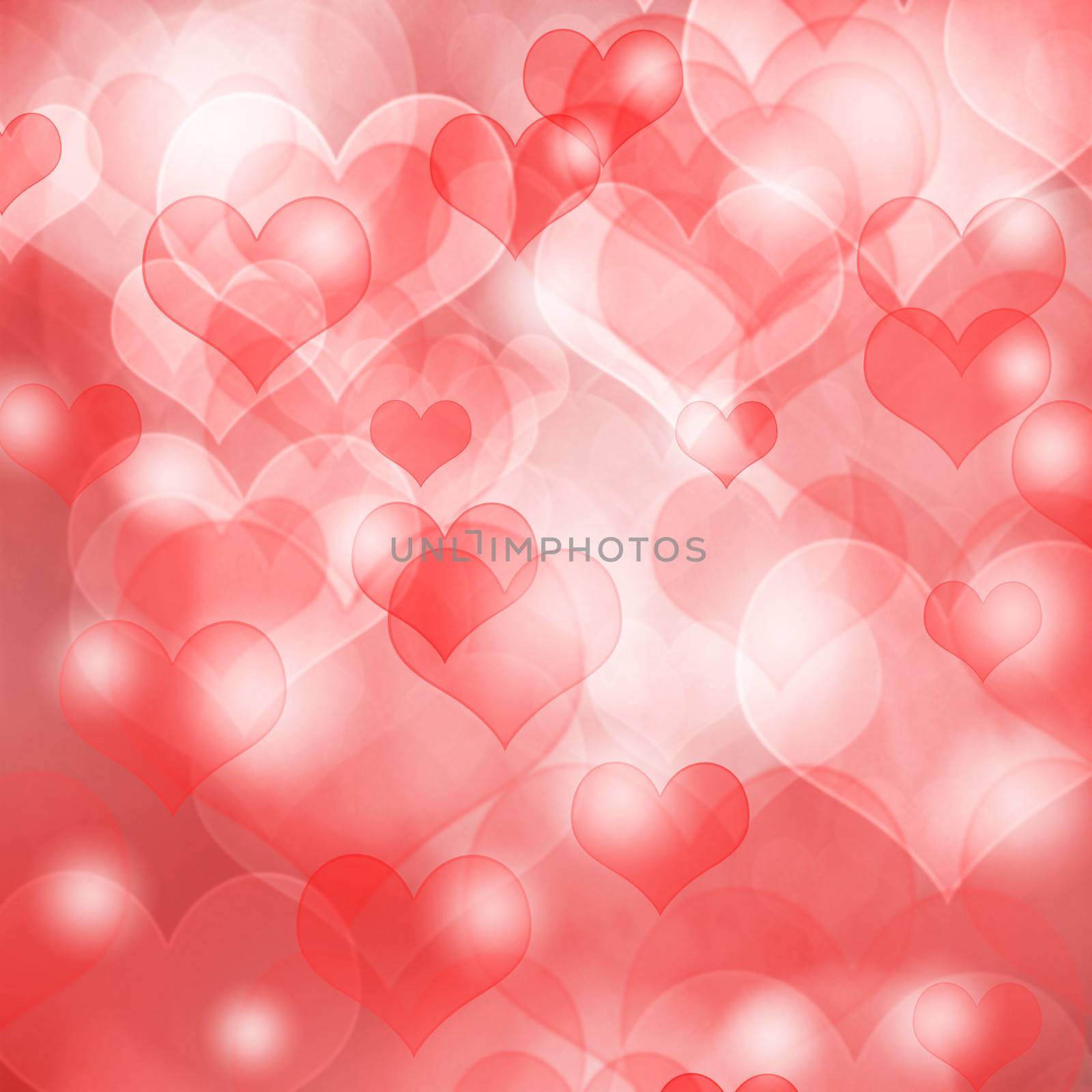 Abstract heart shaped bokeh background.