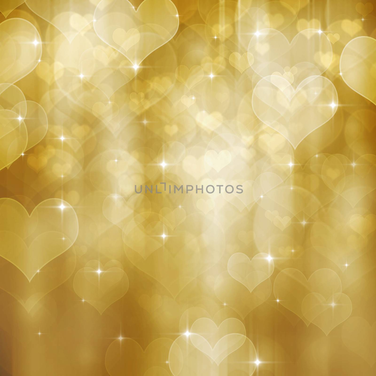 Abstract heart shaped bokeh background.