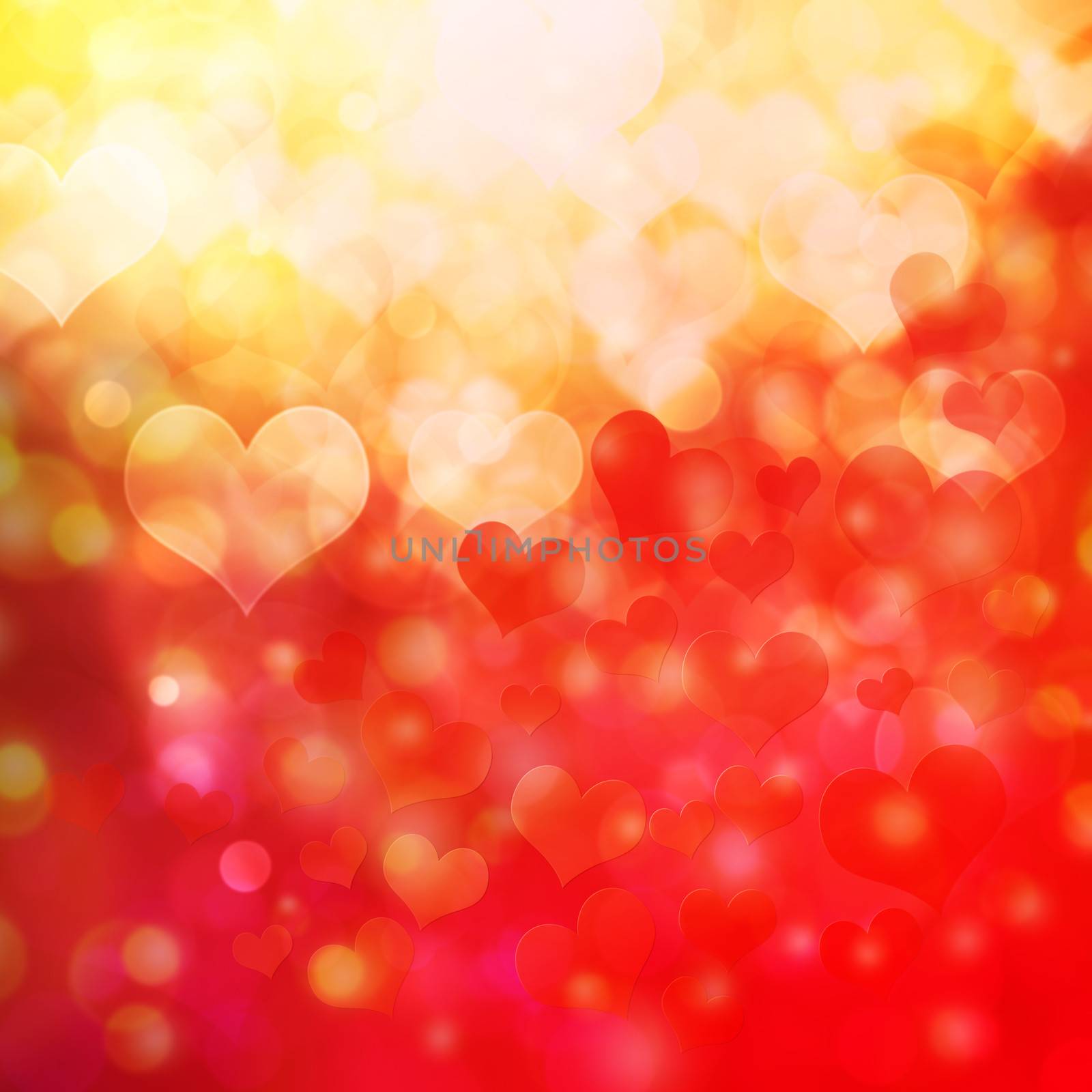 Abstract heart shaped bokeh background.