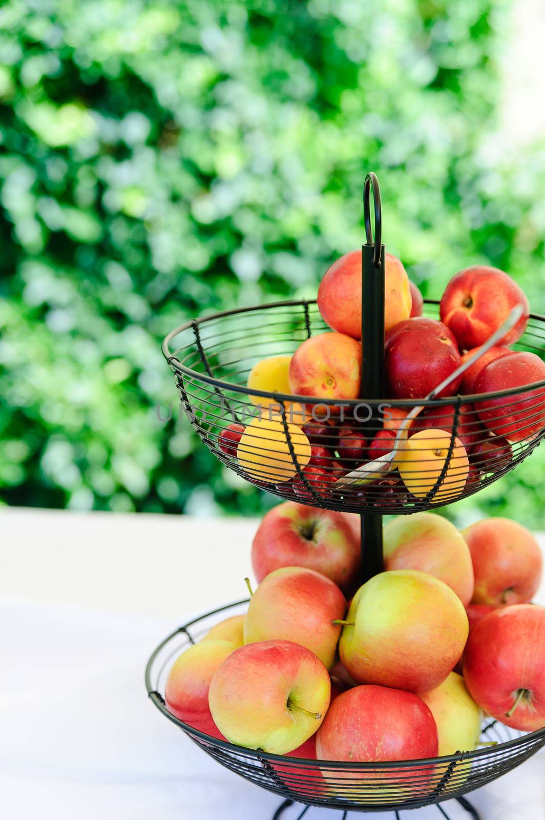 Fresh Apples and Peaches in a Basket