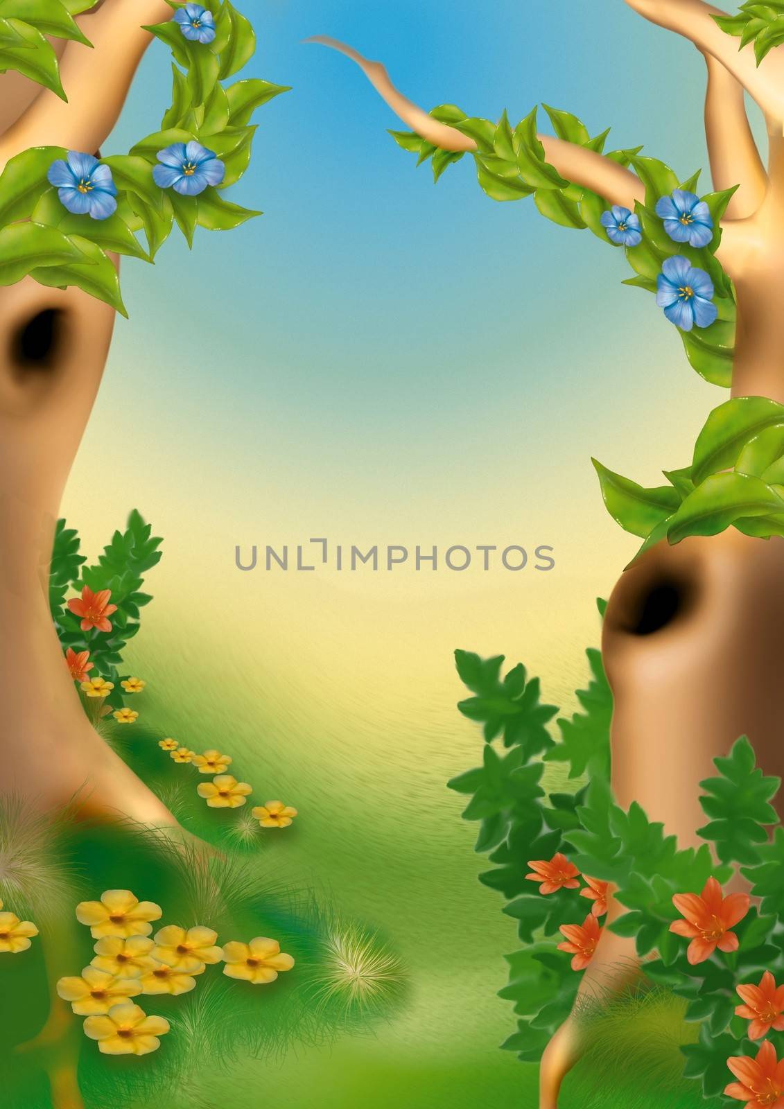 Chinese Forest - Background Illustration