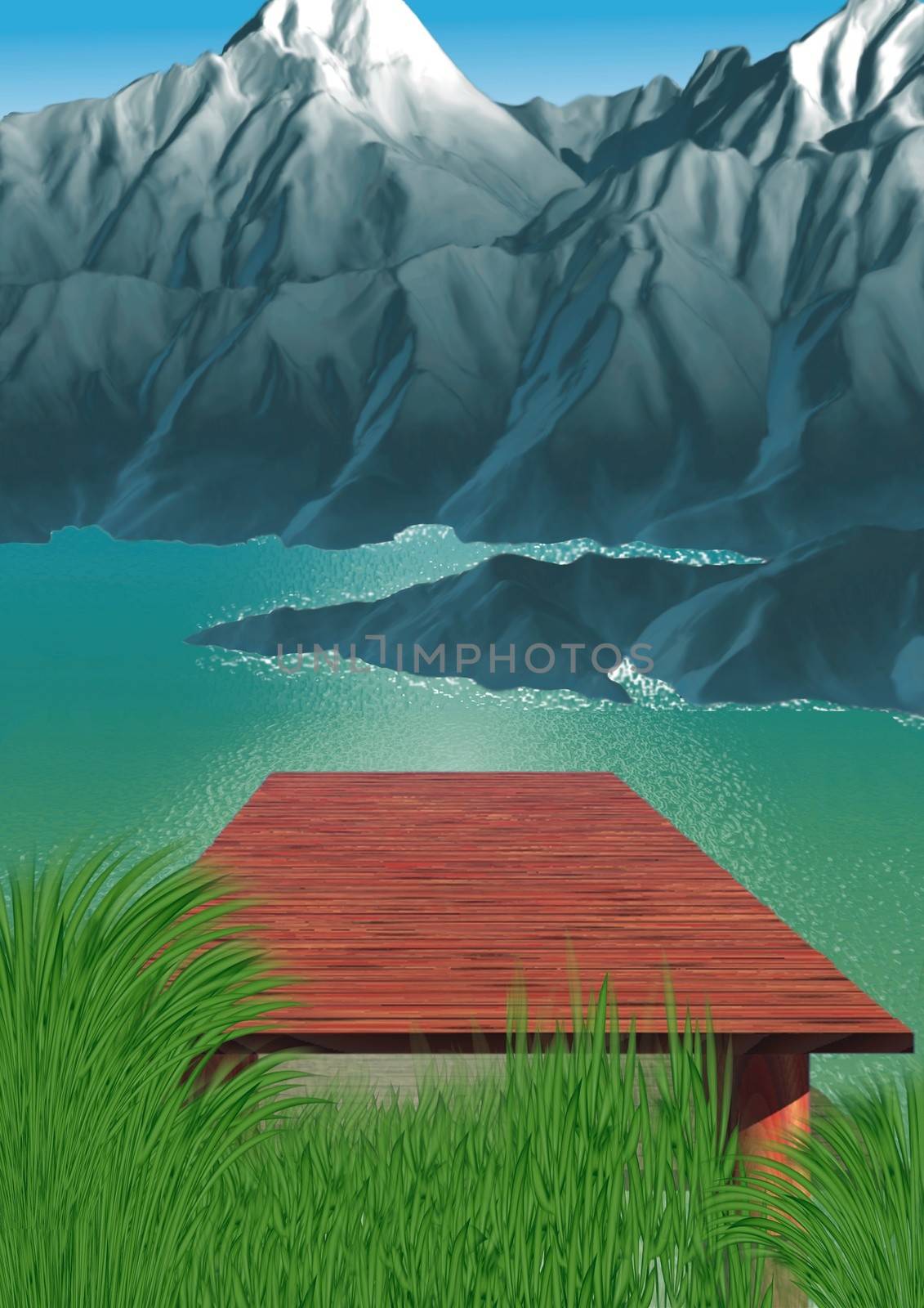 Mountain Lake - Background Illustration